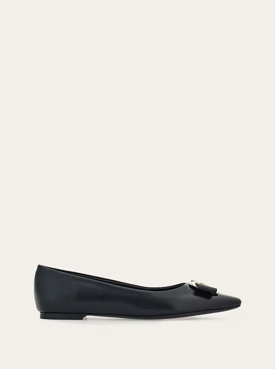 Frauen Ferragamo Ballerinas | Damen New Vara Plate Ballerina Schwarz Grose 34.5