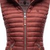 Frauen Navahoo Westen | Damen Ubergangsjacke Leichte Steppweste Mit Abnehmbarer Kapuze Shadaa Weinrot Gr. 3Xl