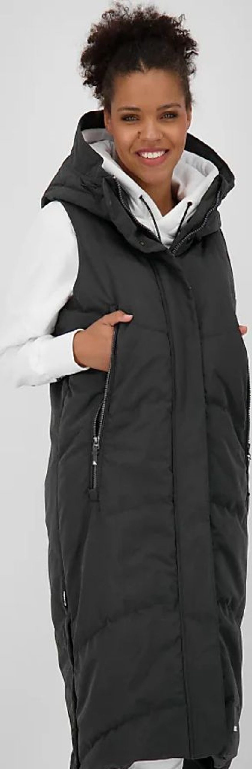 Frauen Alife And Kickin Westen | Steppweste Alife & Kickin Juneak Longvest Damen Steppweste Gr. Xxl, Schwarz (Moonless) Damen Westen Steppwesten