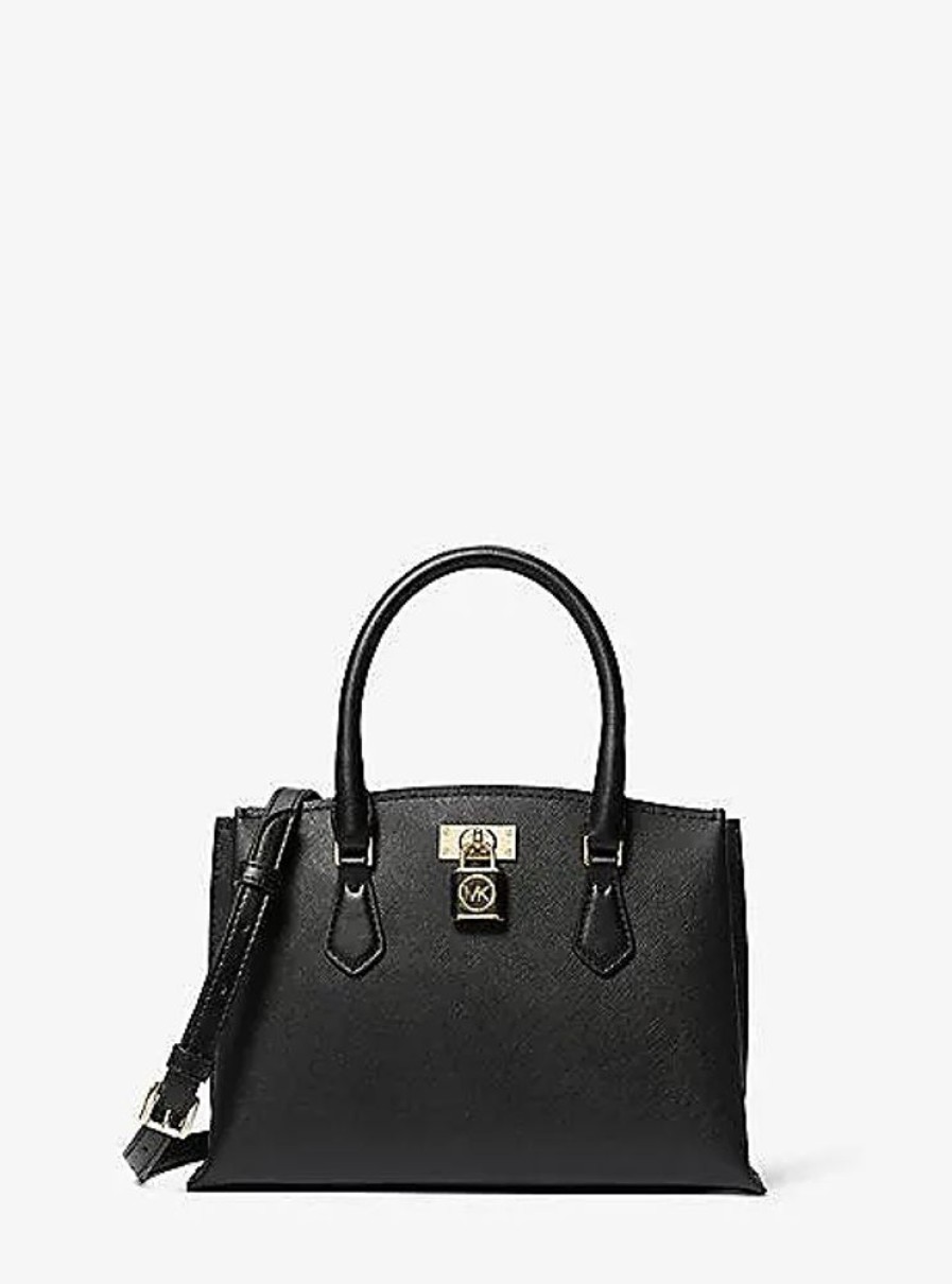 Frauen Michael Kors Taschen | Mk Henkeltasche Ruby Small Aus Saffianleder - Schwarz(Schwarz) - Michael Kors