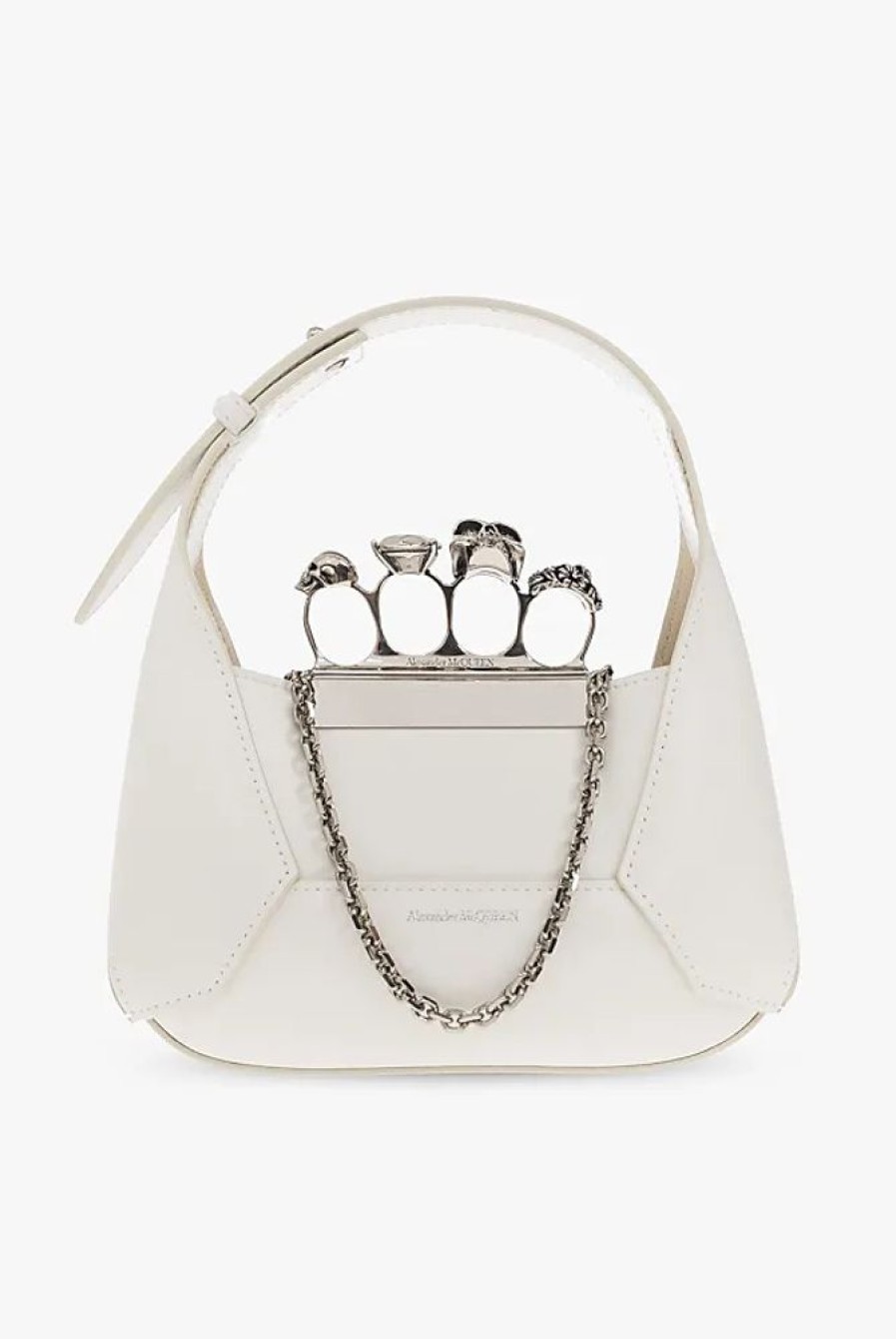 Frauen Alexander McQueen Taschen | Jewelled Hobo Mini Handbag, Womens, White