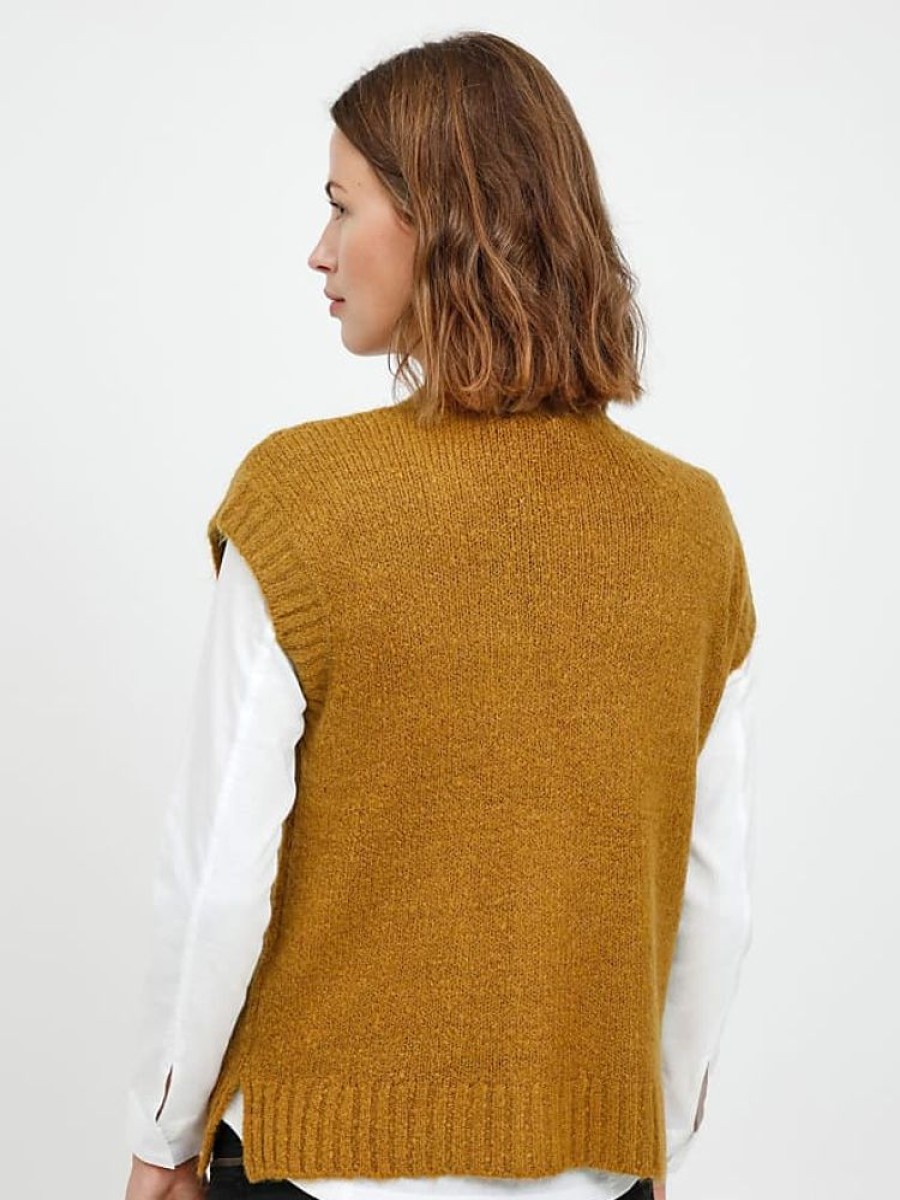 Frauen Fransa Westen | Strickweste Fransa Fransa Frcedarki 1 Vest - 20609711 Gr. L, Braun (Golden Brown Melange) Damen Westen Strickwesten