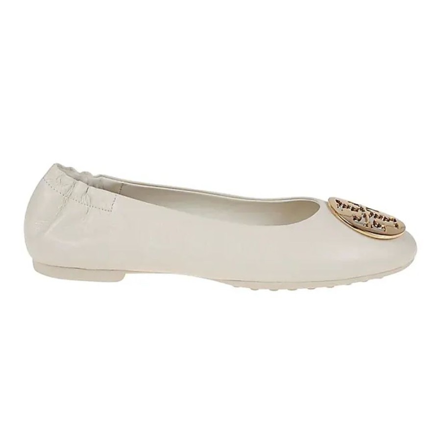 Frauen Tory Burch Ballerinas | Neue Ivory Silber Gold Ballett Flats Tory Burch