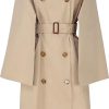 Frauen Burberry Mantel | Beiger Gabardine Mantel Mit Doppelreihiger Knopfleiste Burberry