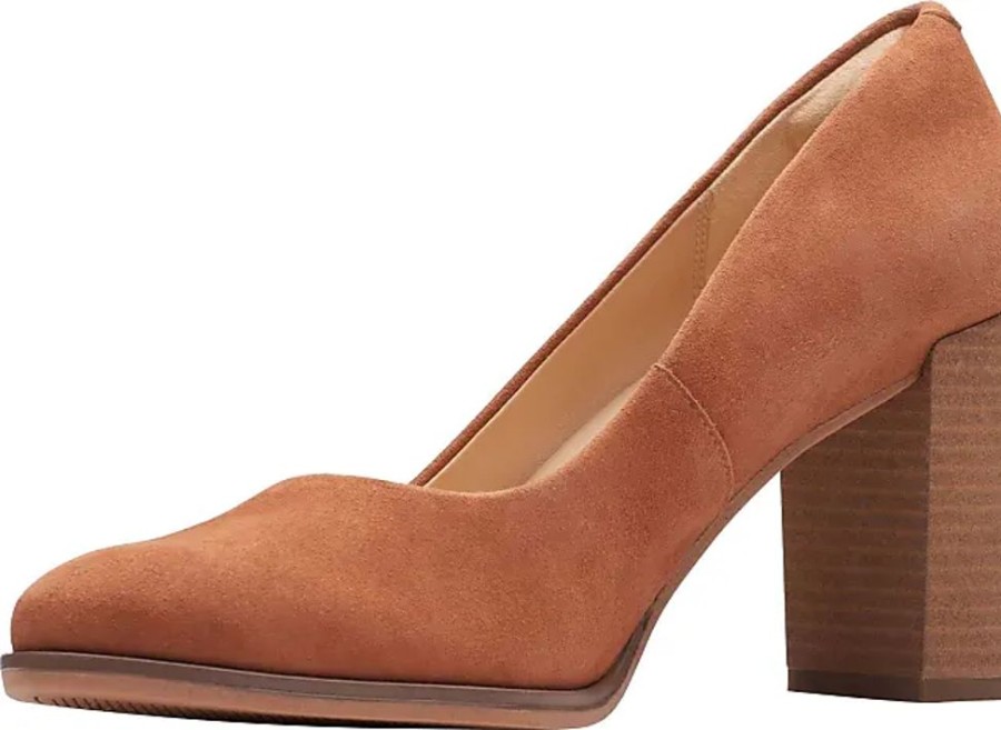 Frauen Clarks Pumps | Damen Freva85 Court Pumps, Caramel Suede, 39.5 Eu