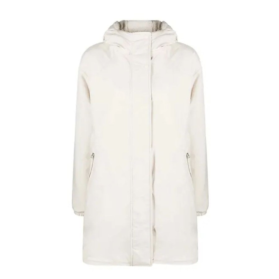 Frauen Woolrich Jacken | Wendbare Kapuzenjacke In Beige Woolrich