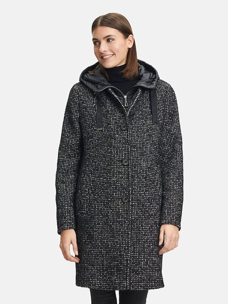 Frauen Gil Bret Jacken | Winterjacke Damen Wolle Gemustert, Schwarz