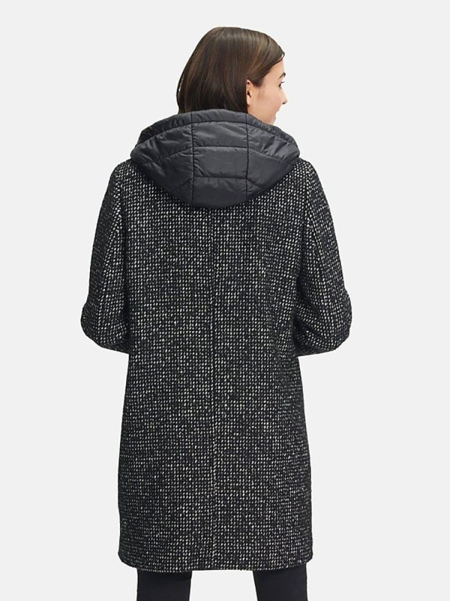 Frauen Gil Bret Jacken | Winterjacke Damen Wolle Gemustert, Schwarz