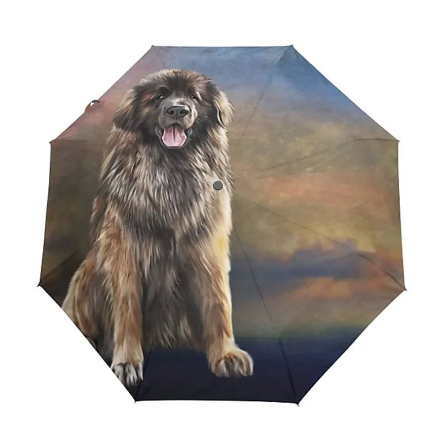 Frauen My Daily Regenschirme | Leonberger Reise-Regenschirm Fur Hunde, Automatisches Offnen/Schliesen, Leicht, Kompakt, Winddicht