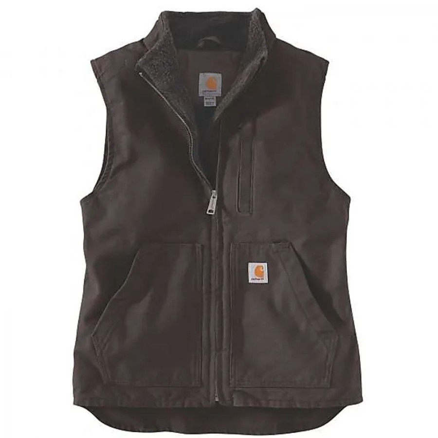 Frauen Carhartt Work in Progress Westen | Sherpa Lined Mock Neck Vest Fleeceweste Fur Damen | Schwarz