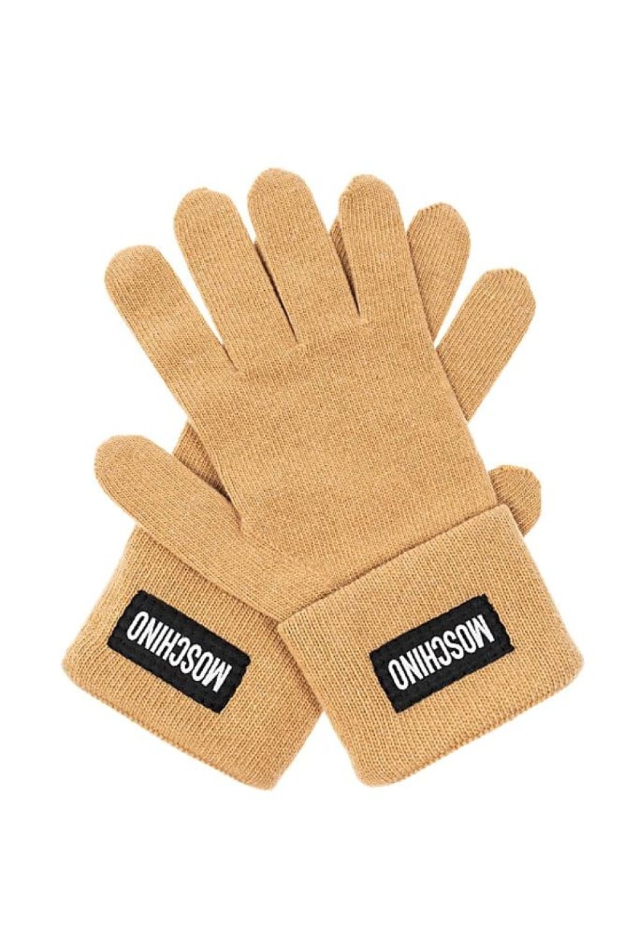 Frauen Moschino Handschuhe | Gloves With Logo, Unisex, Beige