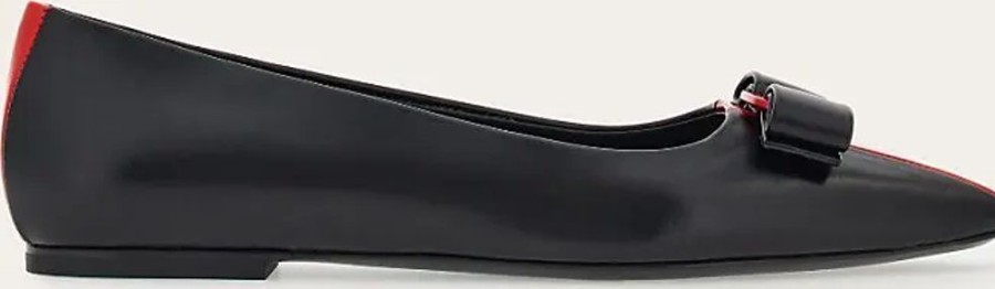 Frauen Ferragamo Ballerinas | Damen Ballerina Mit Vara-Schleife Schwarz/Flammrot Grose 35.5