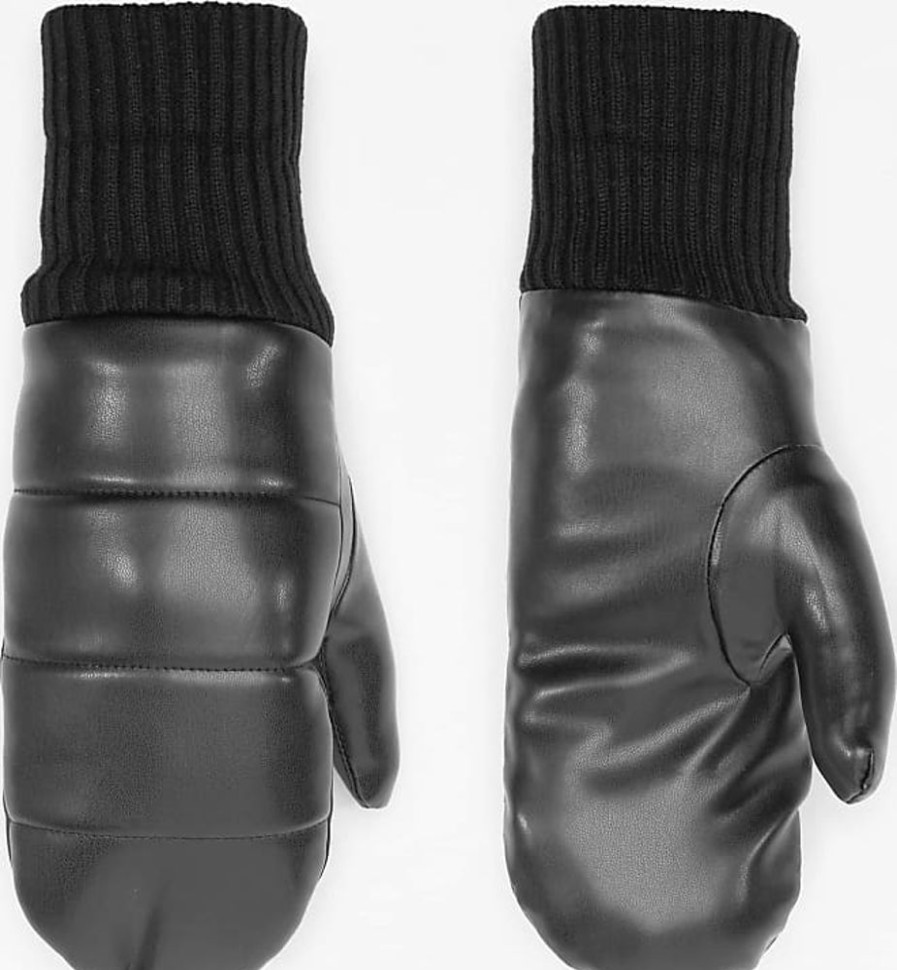 Frauen Urban Classics Handschuhe | Puffer Imitation Leather Gloves In Schwarz