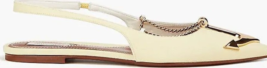 Frauen Zimmermann Ballerinas | Flache Slingback-Schuhe Mit Spitzer Kappe Aus Canvas Mit Verzierung - Gelb - Eu 36