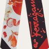 Frauen Ferragamo Schals | Damen Bandeau-Tuch Mit Granatapfel-Print Mascarpone/Black/Red