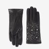 Frauen The Kooples Handschuhe | Schwarze Lederhandschuhe Damen Mit Sternenmotiv