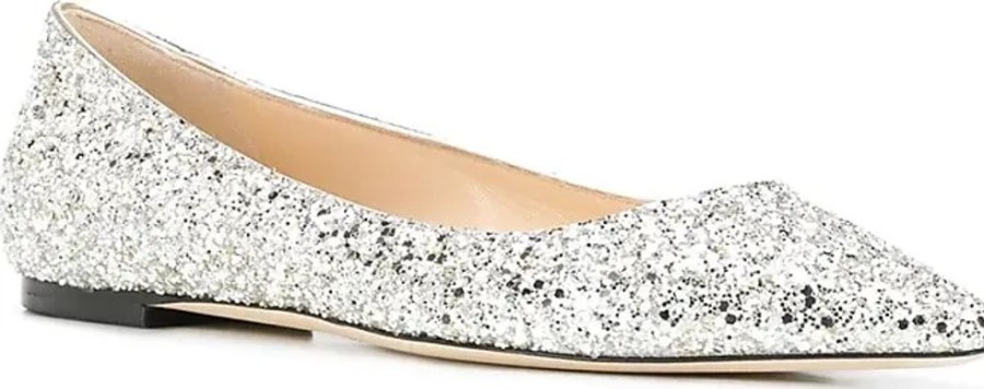 Frauen Jimmy Choo London Ballerinas | Romy Ballerinas Mit Glitter - Silber