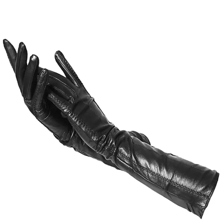 Frauen Generic Handschuhe | Lange Lederhandschuhe Damen Winter Lammfell Damen Lange Handschuhe Black 8.5