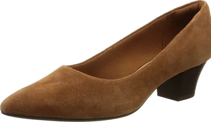 Frauen Clarks Pumps | Damen Teresa Step Pump, Dark Tan Suede, 39.5 Eu