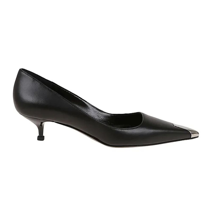 Frauen Alexander McQueen Pumps | Schwarze Silberne Lederpumps - Modell 1081 Alexander Mcqueen