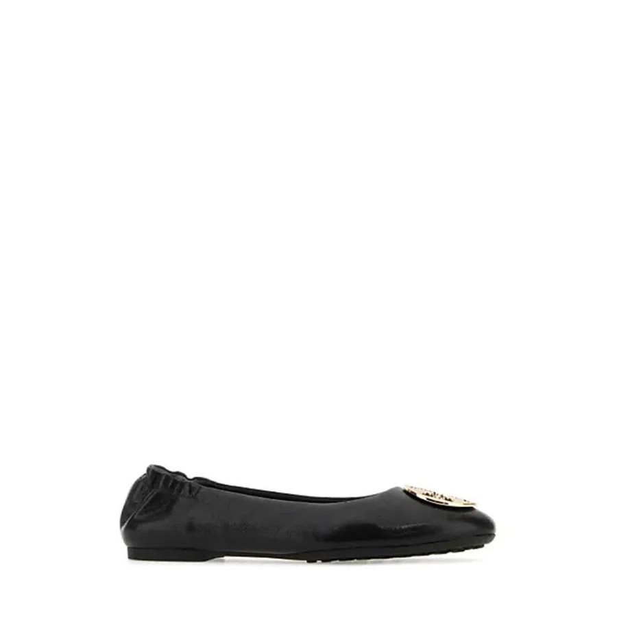 Frauen Tory Burch Ballerinas | Schwarze Leder-Claire-Ballerinas Tory Burch