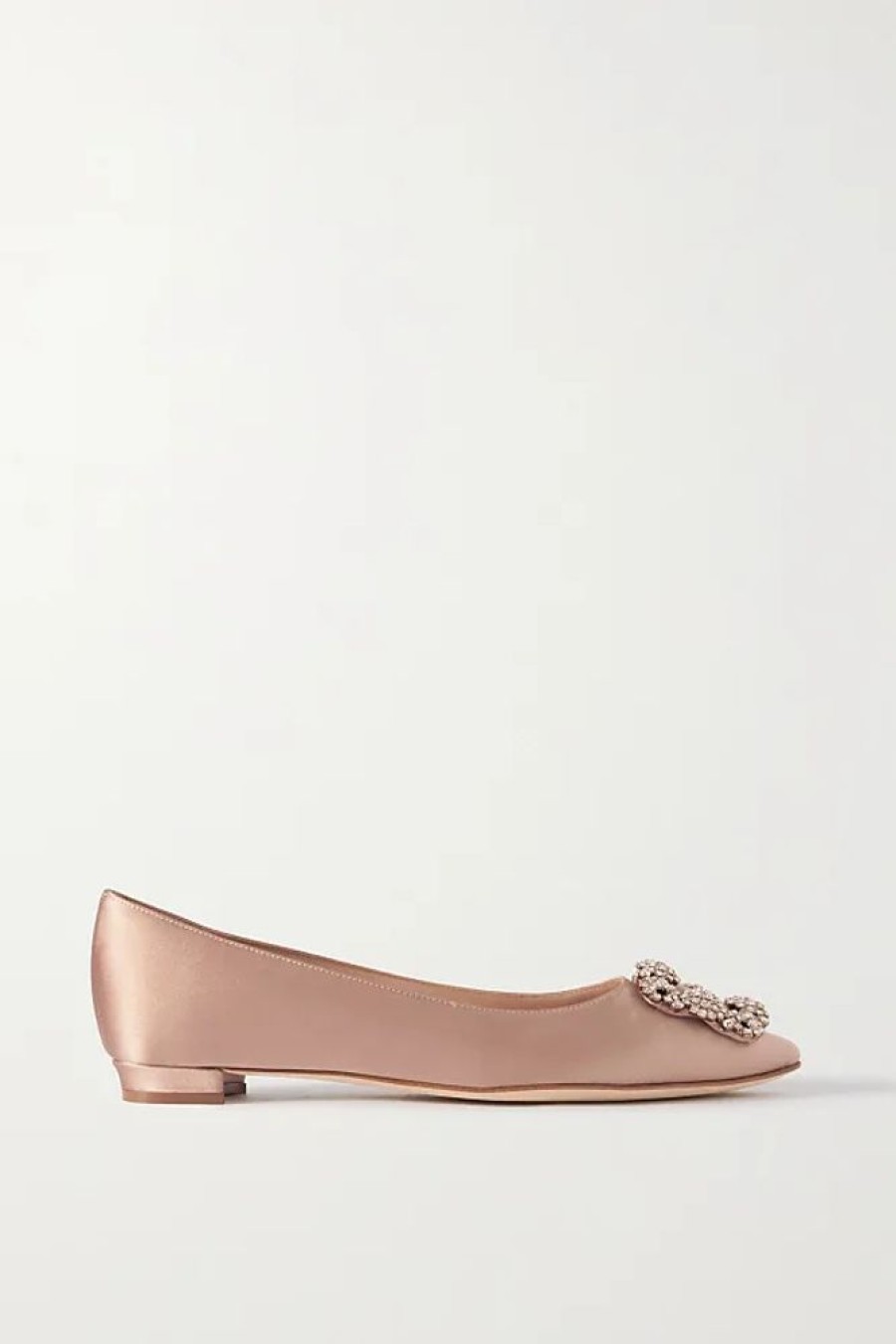 Frauen Manolo Blahnik Ballerinas | Hangisi Ballerinas Aus Satin Mit Kristallen - Neutral