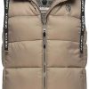 Frauen Navahoo Westen | Damen Steppweste Leichte Outdoor-Weste Ubergangsjacke Mit Kapuze Kassidy Taupe2 Gr. Xxl