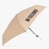 Frauen Moschino Regenschirme | Folding Umbrella With Logo, Unisex, Beige