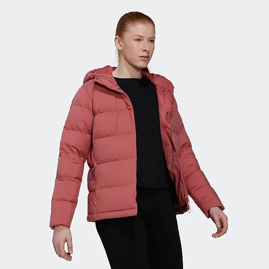 Frauen adidas Jacken | Outdoorjacke Adidas Sportswear Helionic Hooded Daunenjacke Gr. Xxl, Rot Damen Jacken Sportjacken