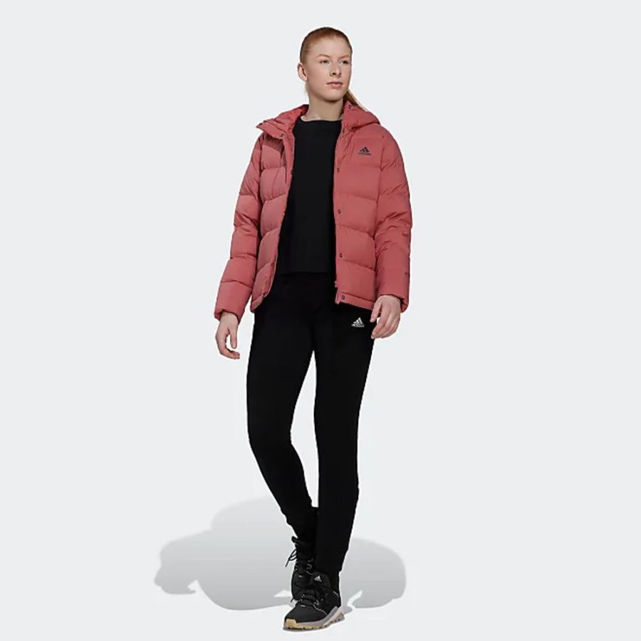 Frauen adidas Jacken | Outdoorjacke Adidas Sportswear Helionic Hooded Daunenjacke Gr. Xxl, Rot Damen Jacken Sportjacken