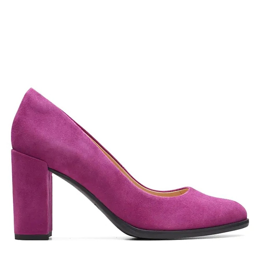 Frauen Clarks Pumps | Freva 85 Court - Frau Pumps Violette Veloursleder 37.5