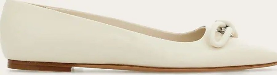 Frauen Ferragamo Ballerinas | Damen Ballerina Mit Asymmetrischer Schleife Mascarpone Grose 35.5