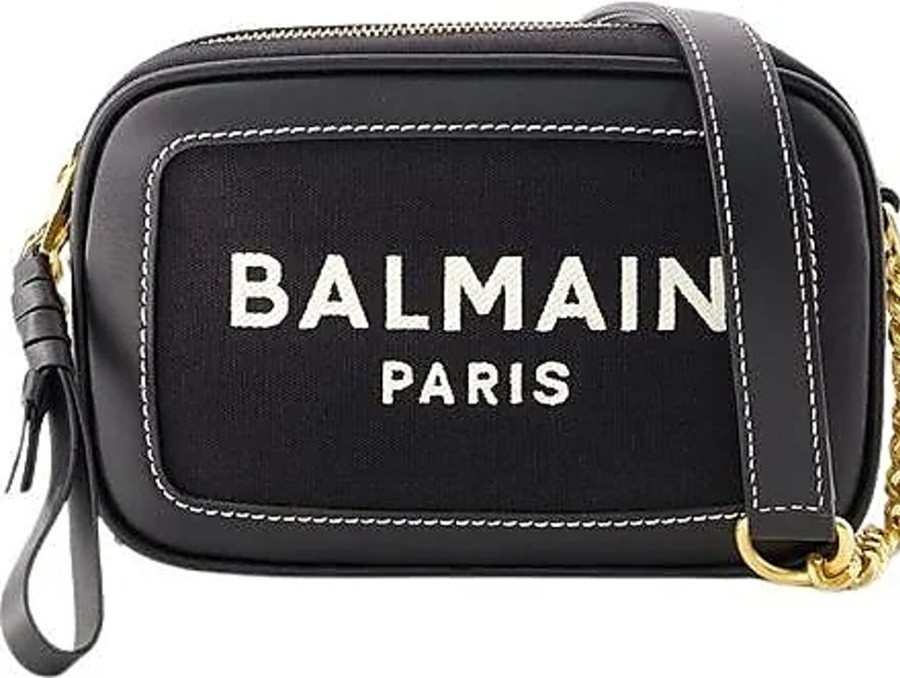 Frauen Balmain Taschen | Canvas-Kameratasche Mit Verstellbarem Riemen - Schwarz Balmain