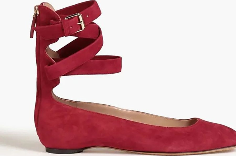 Frauen Valentino Garavani Ballerinas | Tango Ballerinas Aus Veloursleder - Rot - Eu 35.5