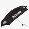 Frauen Moschino Regenschirme | Folding Umbrella With Logo, Unisex, Black