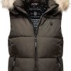 Frauen Marikoo Westen | Damen Winter Weste Steppweste Mit Kapuze Und Fellkragen B896 [B896-Eisflockchen-Anthrazit-Gr.Xs]