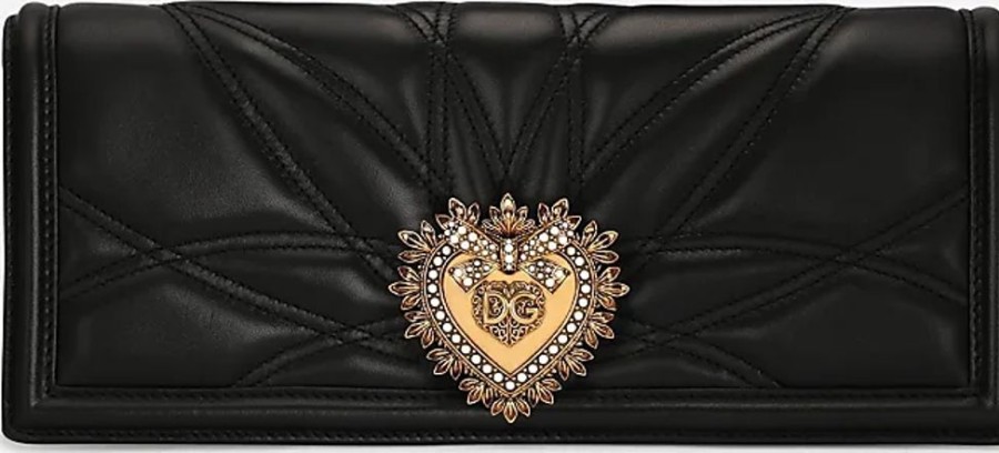 Frauen Dolce & Gabbana Taschen | Baguette-Tasche Devotion Aus Matelasse-Nappaleder - Frau Schulter- Und Umhangetaschen Schwarz Leder Onesize