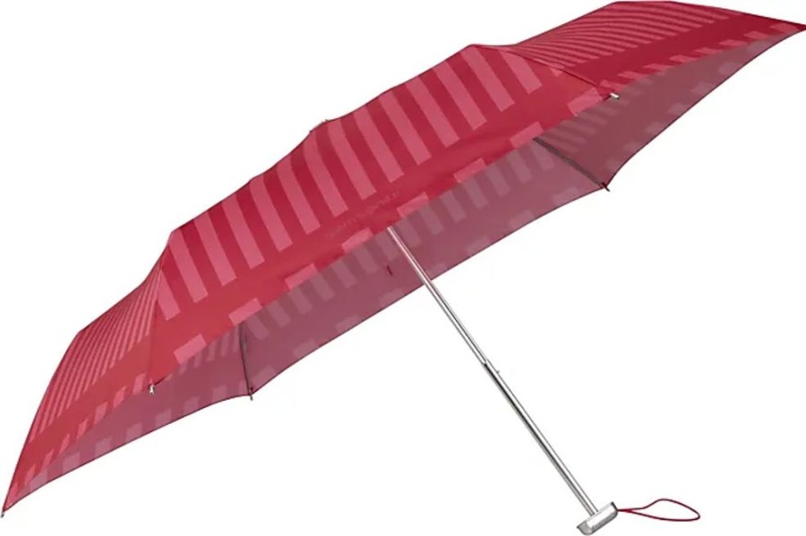 Frauen Samsonite Regenschirme | Alu Drop S - 3 Section Manual Flat Regenschirm, 23 Cm, Rosa (Tulip Fuchsia Stripes)