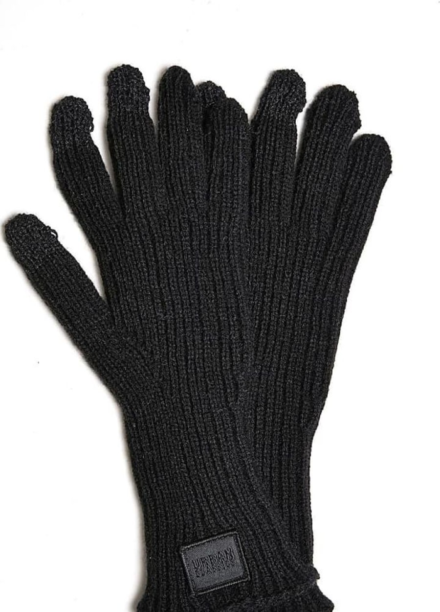 Frauen Urban Classics Handschuhe | Unisex Knitted Wool Mix Smart Gloves Handschuhe, Black, L/Xl