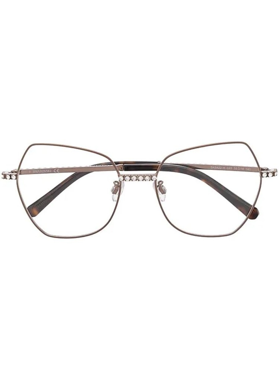 Frauen Swarovski Brillen | Oversized-Brille Mit Kristallen - Gold