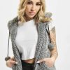 Frauen Urban Classics Westen | Ladies Melange Teddy Vest In Grau