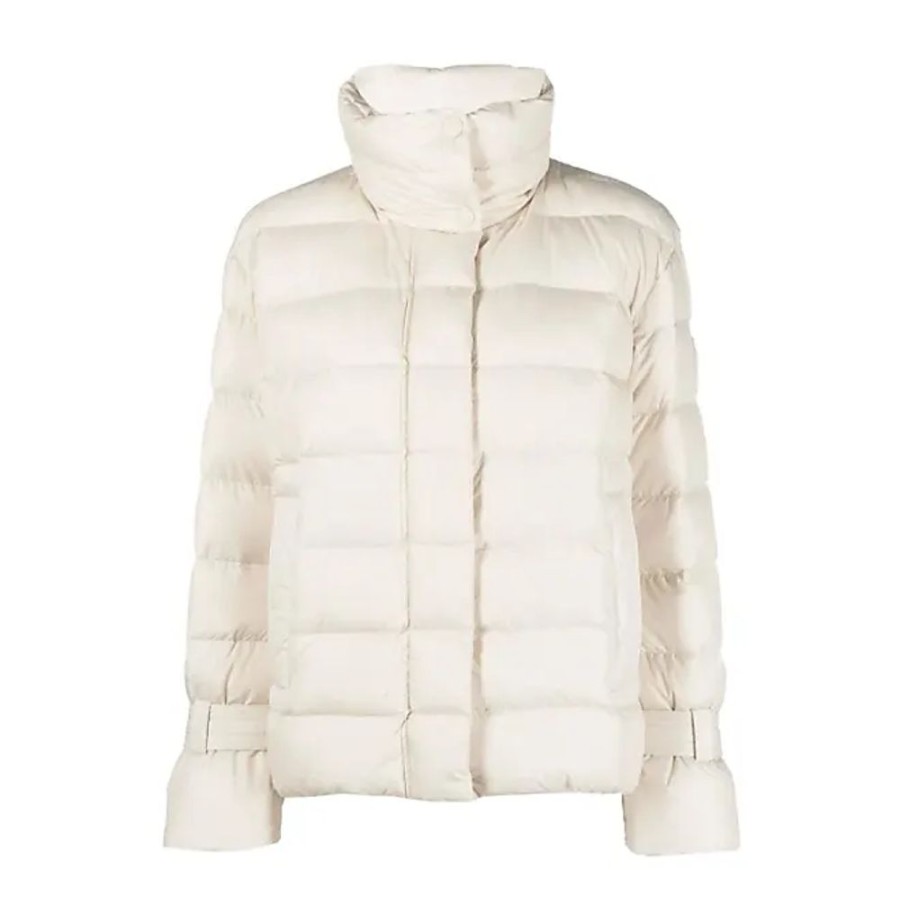 Frauen Woolrich Jacken | Beige Daunenjacke Fur Damen Woolrich