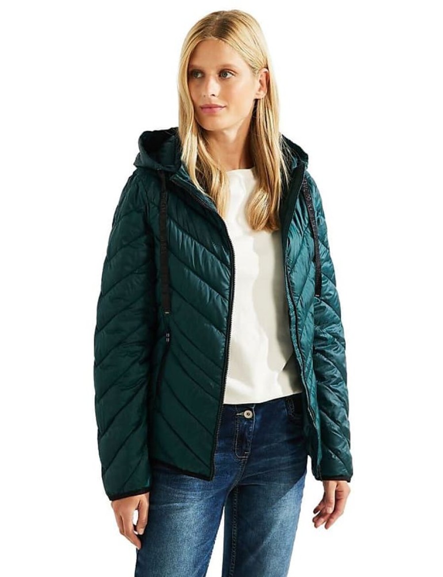 Frauen Cecil Jacken | Damen B201838 Steppjacke, Night Forest Green,Xxl