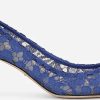 Frauen Dolce & Gabbana Pumps | Pumps Rainbow Aus Spitze Mit Brosche - Frau Pumps Und Slingbacks Blau Spitze 36.5