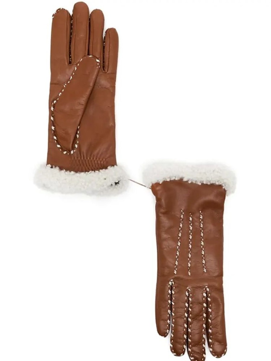 Frauen Agnelle Handschuhe | Marie Louise Shearling-Handschuhe - Braun