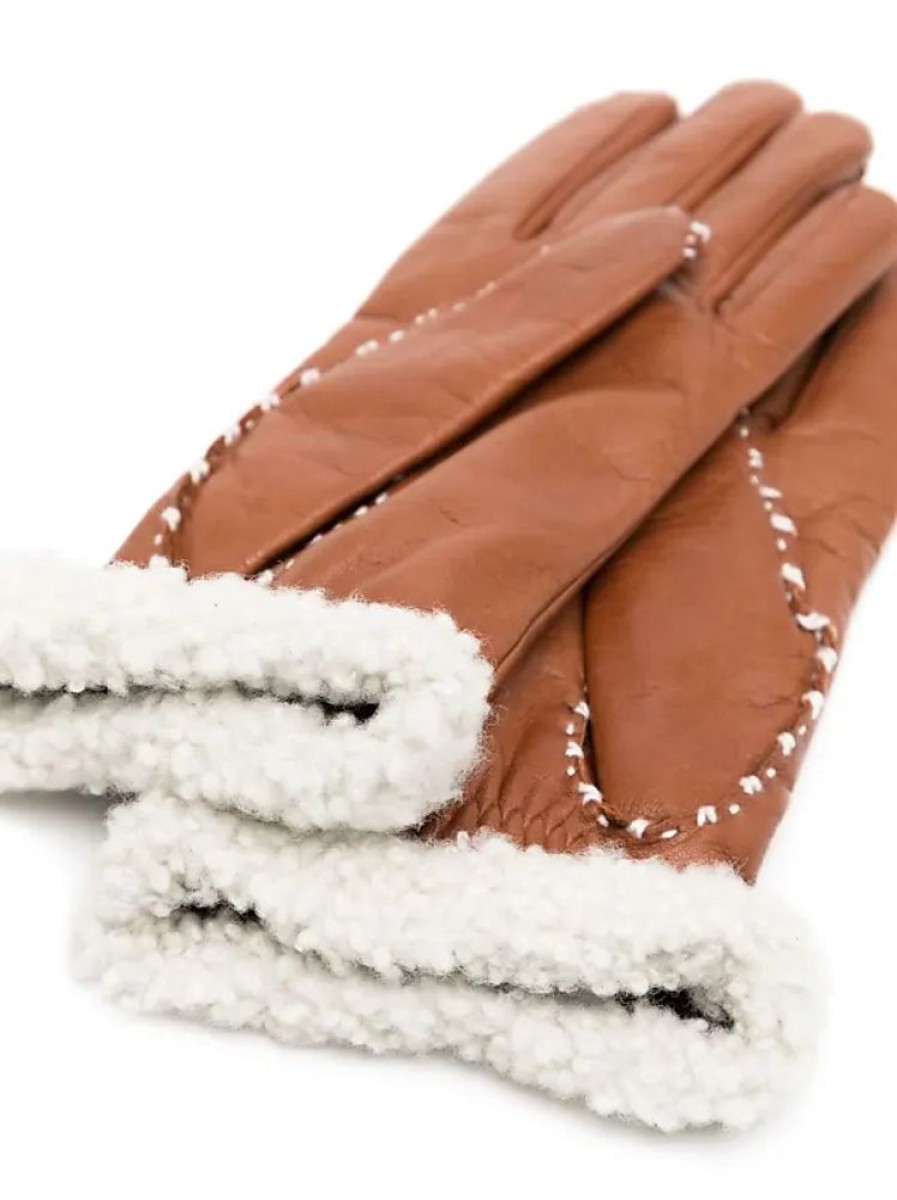 Frauen Agnelle Handschuhe | Marie Louise Shearling-Handschuhe - Braun