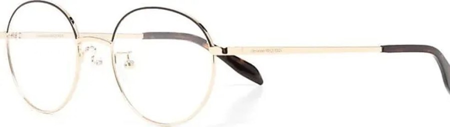 Frauen Alexander McQueen Eyewear Brillen | Brille Mit Rundem Gestell - Gold