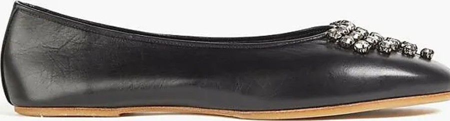 Frauen Tory Burch Ballerinas | Ballerinas Aus Leder Mit Verzierung - Schwarz - Us 10.5