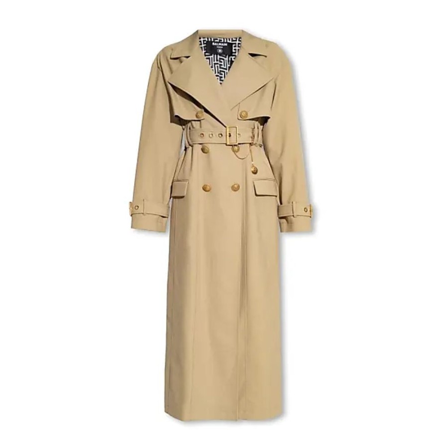 Frauen Balmain Mantel | Trenchcoat Mit Logo Balmain