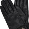 Frauen Twin-Set Handschuhe | Schwarze Lederhandschuhe Mit Logo-Detail Twinset